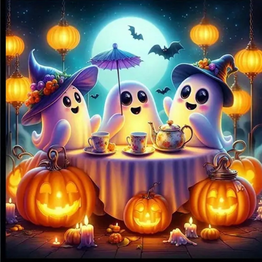 Halloween Ghost Diamond Art 12x12 Ghost Tea Party